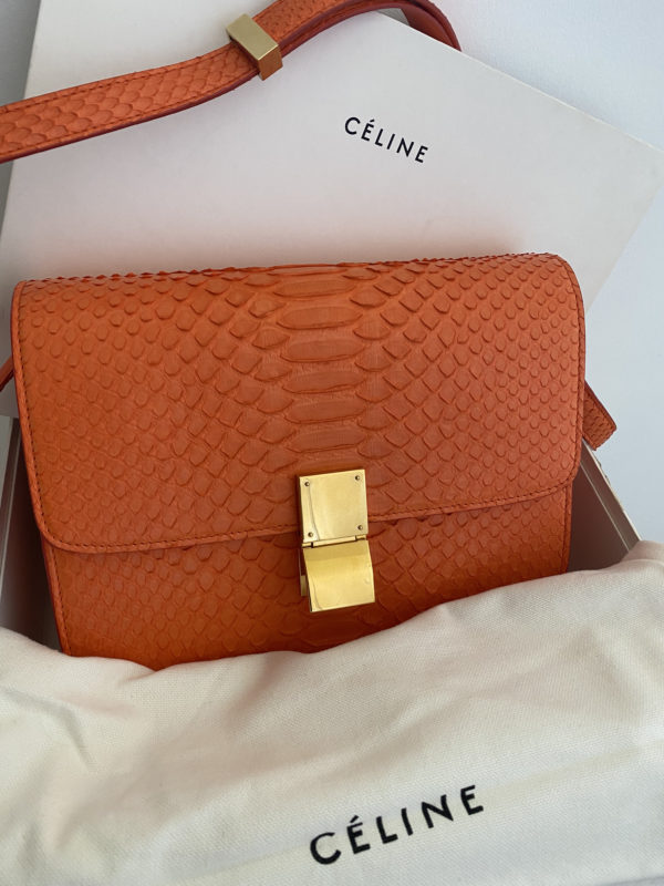 Celine Orange Python Box Bag Medium - Image 2