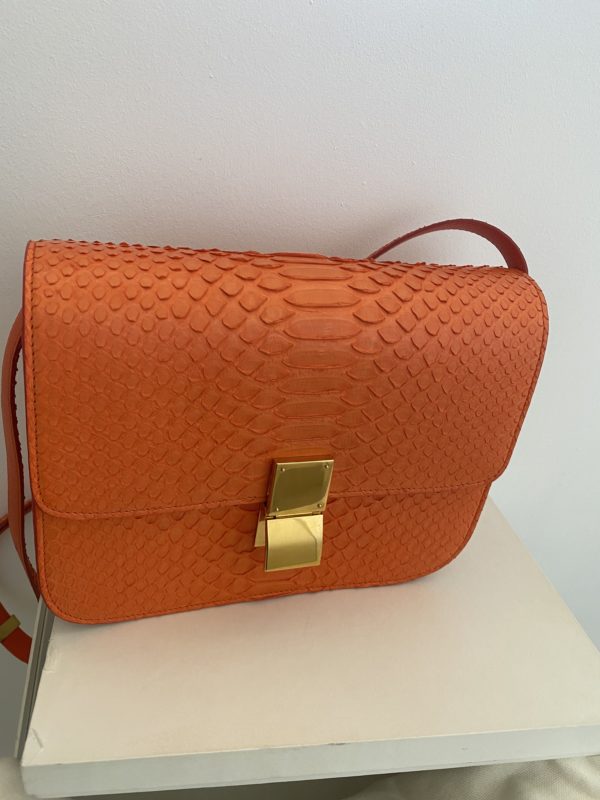 Celine Orange Python Box Bag Medium - Image 6
