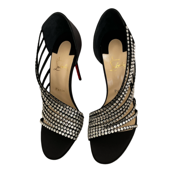 Christian Louboutin Black Norina Satin Strass Heels Size 40 EU - Image 2