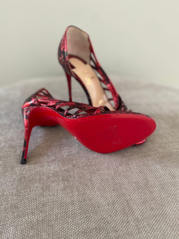 Christian Louboutin Red Snakeskin 36 EU Norina Strappy Sandals - Image 3