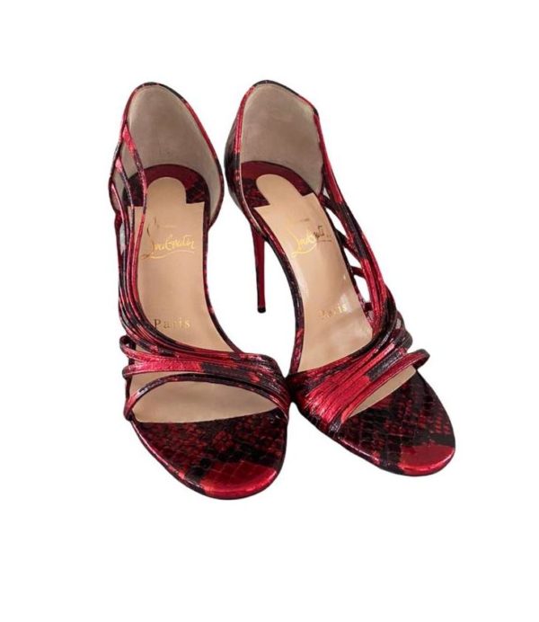 Christian Louboutin Red Snakeskin 36 EU Norina Strappy Sandals