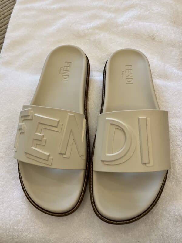 Men’s fendi embossed logo slides size 45 - Image 2