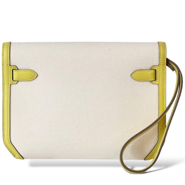 Hermes Kelly Depeche Canvas Ecru/Lime Canvas PHW - Image 2
