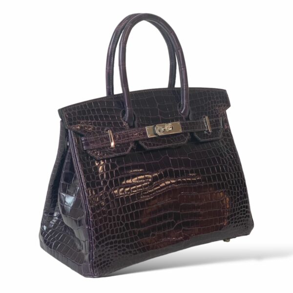 Hermes Birkin 30 Shiny Croco Améthyste PHW - Image 2