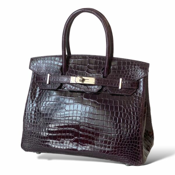 Hermes Birkin 30 Shiny Croco Améthyste PHW - Image 3