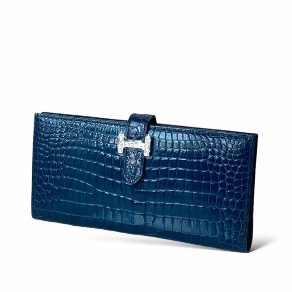 Hermes Bearn Wallet Blue PHW - Image 3