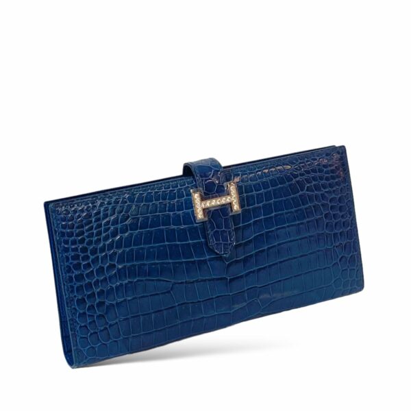 Hermes Bearn Wallet Blue PHW - Image 2