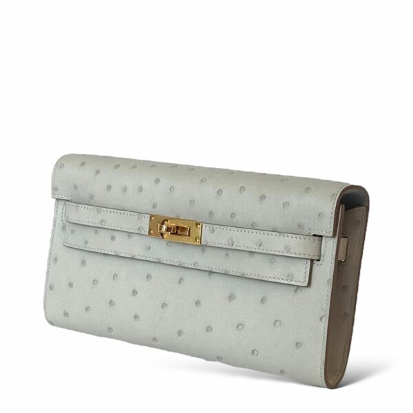 Hermes Kelly To Go Gris Perle Ostrich GHW - Image 3
