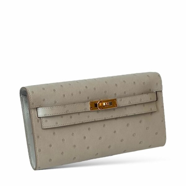 Hermes Kelly To Go Gris Perle Ostrich GHW - Image 2
