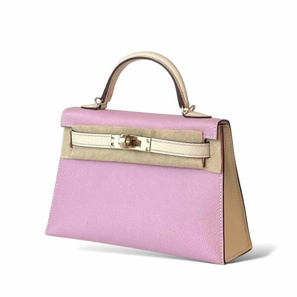 Hermes Kelly Mini Mauve Sylvestre & Craie Epsom PBHW - Image 3