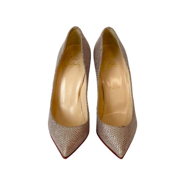 Christian Louboutin Metallic Pink Glitter Fabric Iriza D''orsay Pumps size 38