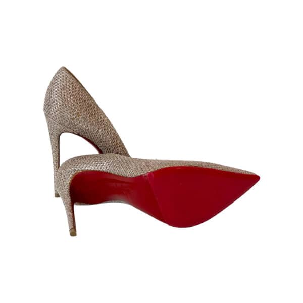 Christian Louboutin Metallic Pink Glitter Fabric Iriza D''orsay Pumps size 38 - Image 3