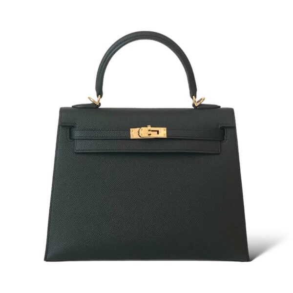 Hermes Kelly 25 Black Epsom GHW