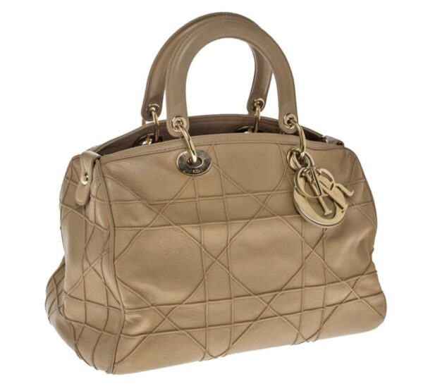 Dior Beige Cannage Leather Granville Satchel - Image 2