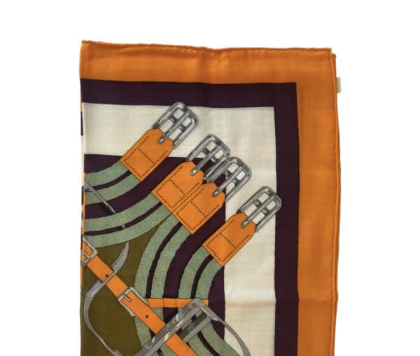 hermes scarf bouton D'or/kaki/prune Mors a jouets - Image 3