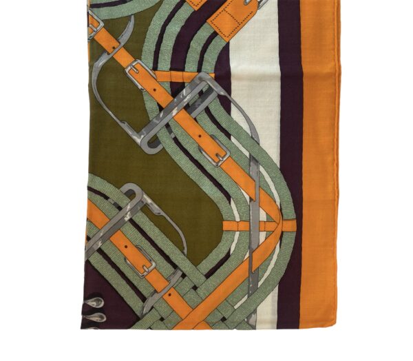 hermes scarf bouton D'or/kaki/prune Mors a jouets - Image 2