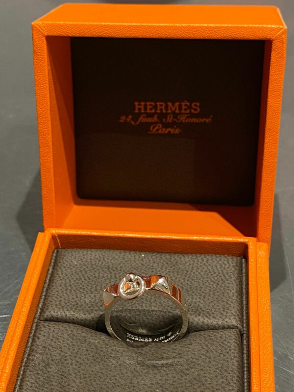 HERMES Sterling Silver Collier De Chien Ring 55 - Image 3