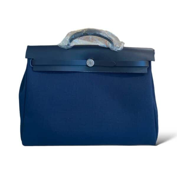 Hermes Herbag Messenger 39 Denim Jeans, Black PHW