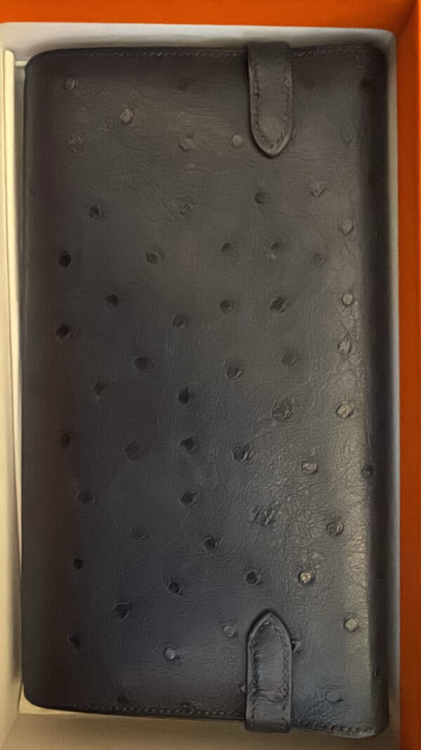 Hermes Kelly To Go Blue Ostrich Wallet GHW - Image 3