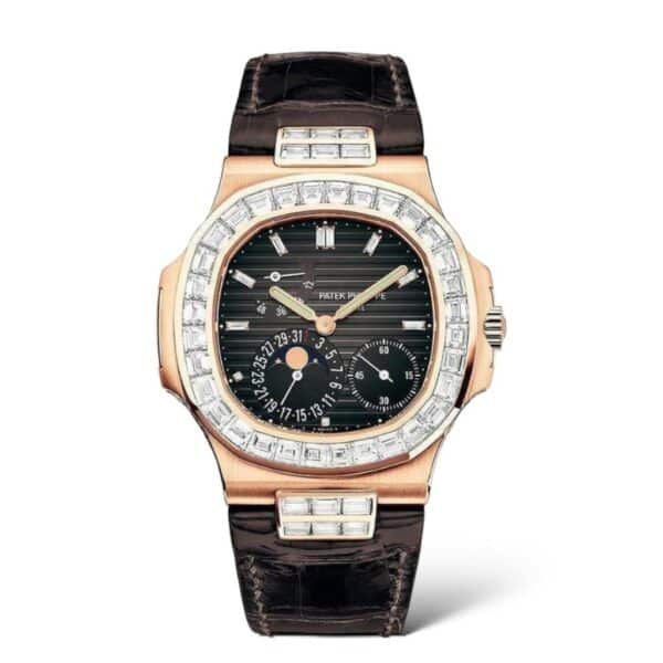 Patek Philippe Nautilus Moonphase 5724R-001 40mm Crocodile Strap Rose Gold
