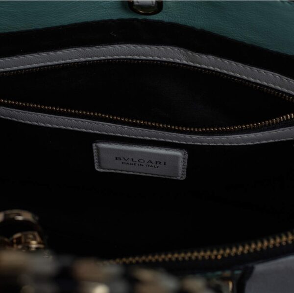 Bulgari Serpenti Blue/White Karung LeatherTote Bag - Image 5