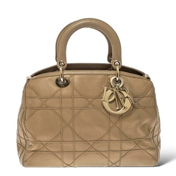 Dior Beige Cannage Leather Granville Satchel