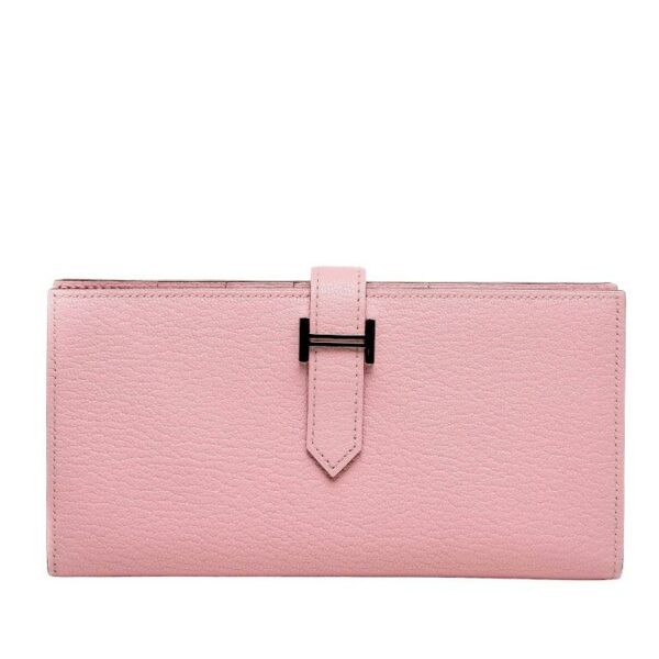 Hermes Chevre Mysore Bearn Gusset Wallet Rose Sakura PHW