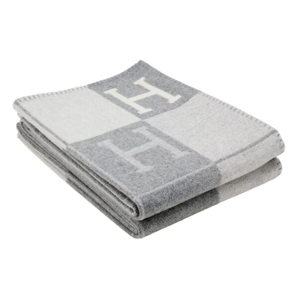 Hermes Avalon Throw Blanket Grey and White