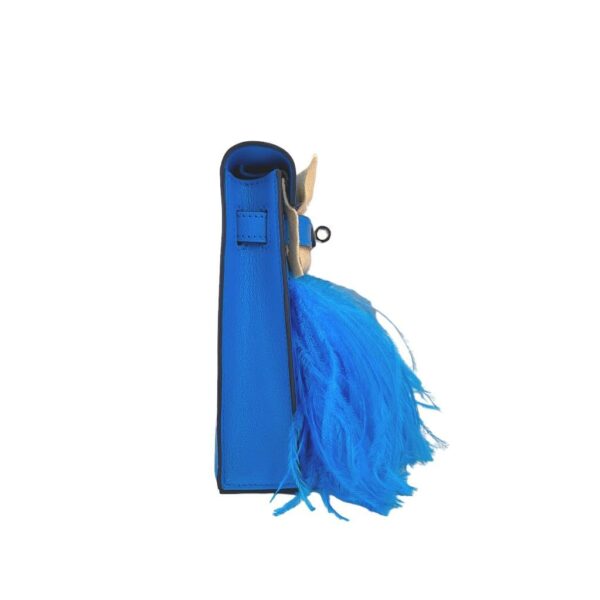 Hermes Kelly Elan Bleu Frida Chevre and Ostrich Feathers PHW - Image 5