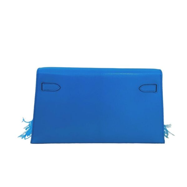 Hermes Kelly Elan Bleu Frida Chevre and Ostrich Feathers PHW - Image 3