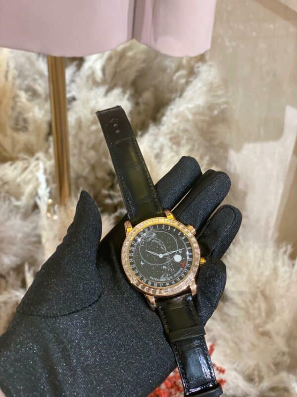 Patek Philippe Grand Complications 44mm 6104R CELESTIAL Rose Gold Case Alligator Baguette Set Diamonds Bezel - Image 2