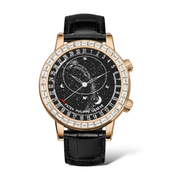 Patek Philippe Grand Complications 44mm 6104R CELESTIAL Rose Gold Case Alligator Baguette Set Diamonds Bezel