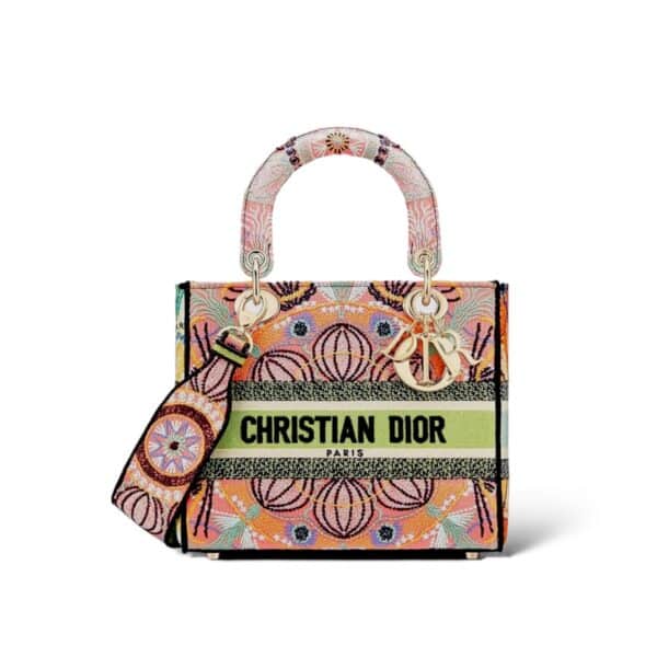 Dior Lady D-Lite Multicolor Embroidery Medium Bag