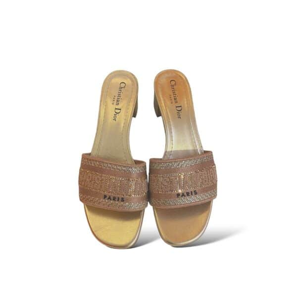 Dior Lady D-Lite Medium Pink Cannage Embroidery With Metallic Thread and Dior 38 EU Sandals Set - Image 6