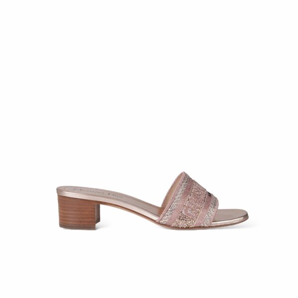 Dior Lady D-Lite Medium Pink Cannage Embroidery With Metallic Thread and Dior 38 EU Sandals Set - Image 5
