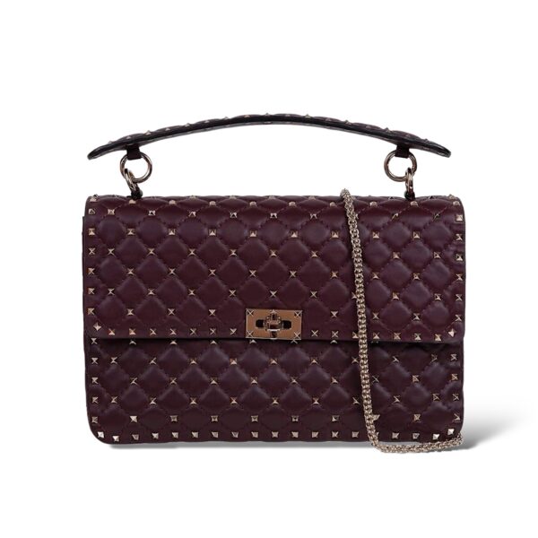 Valentino Quilted Leather Rockstud Spike Rouge Large