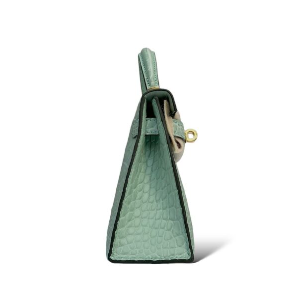Hermes Kelly Mini SO Vert D'eau Croco PBHW - Image 3