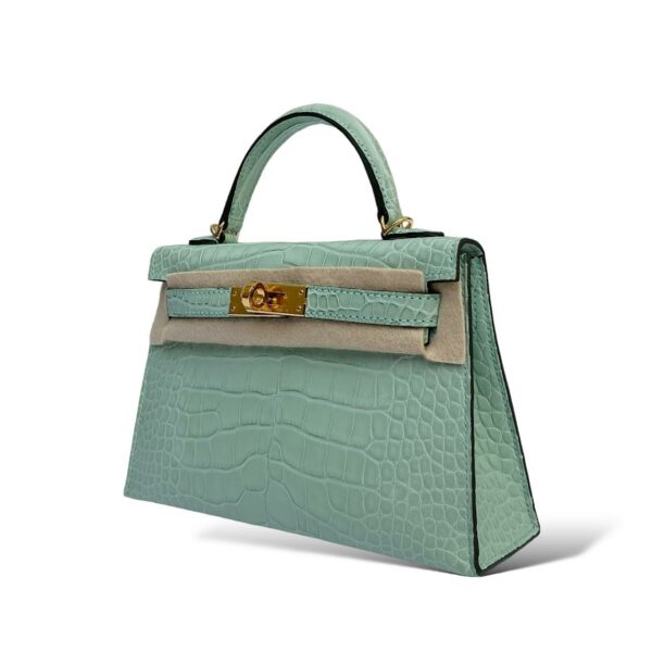 Hermes Kelly Mini SO Vert D'eau Croco PBHW - Image 5