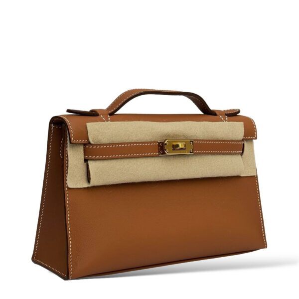 Hermes Kelly Pochette Gold Swift GHW - Image 2