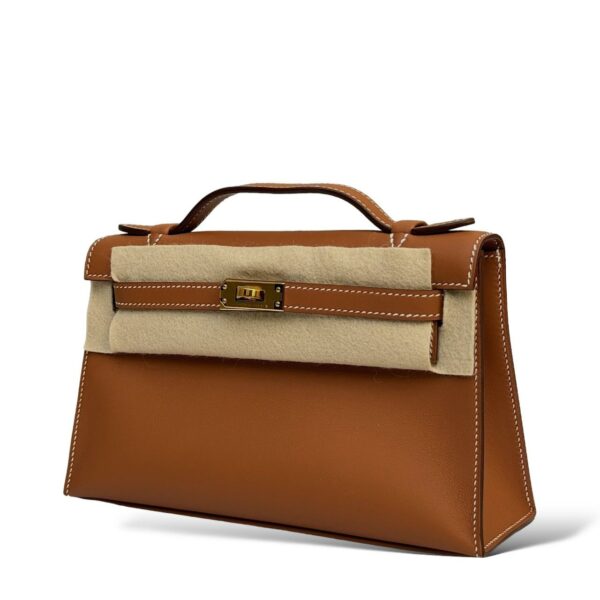 Hermes Kelly Pochette Gold Swift GHW - Image 5
