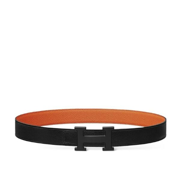 Hermes H Black Belt Buckle & Reversible Leather Strap