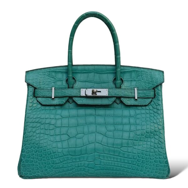 Hermes Birkin 30 Bleu Paon Matte Croco PHW