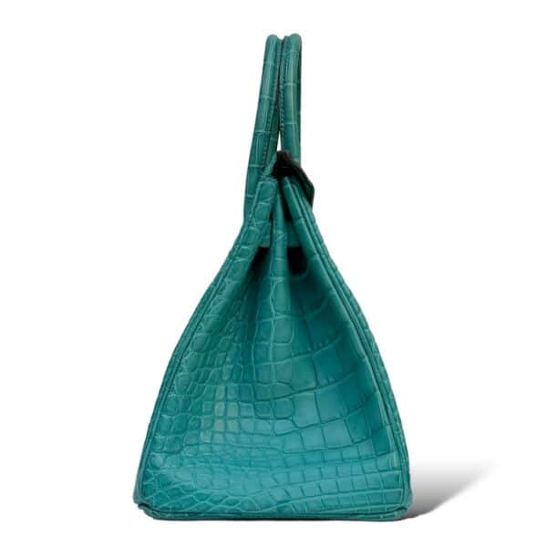Hermes Birkin 30 Bleu Paon Matte Croco PHW - Image 3