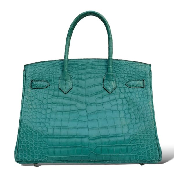 Hermes Birkin 30 Bleu Paon Matte Croco PHW - Image 4