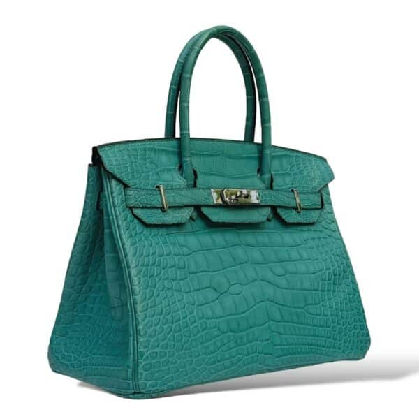 Hermes Birkin 30 Bleu Paon Matte Croco PHW - Image 2
