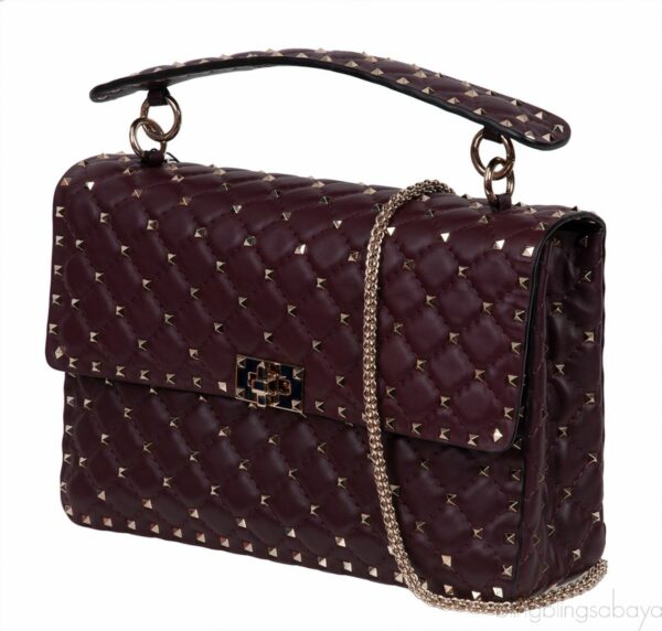 Valentino Quilted Leather Rockstud Spike Rouge Large - Image 2