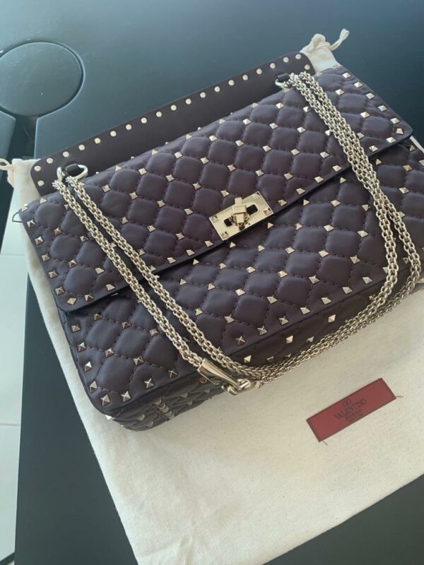 Valentino Quilted Leather Rockstud Spike Rouge Large - Image 7