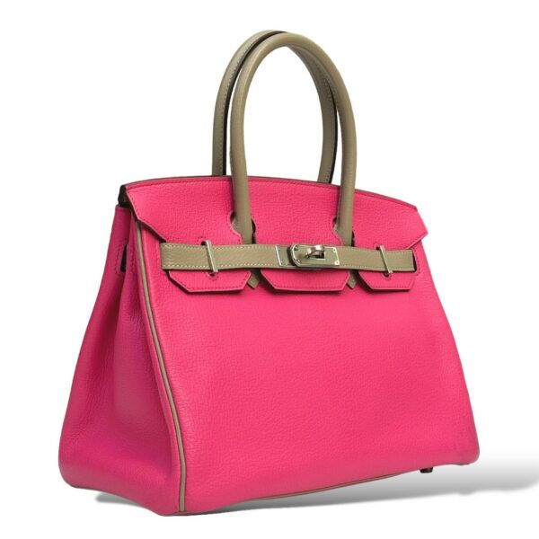 Hermes Birkin 30 Rose Azalee, Gris Mouette Chevre PHW - Image 2