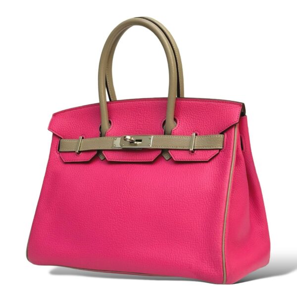 Hermes Birkin 30 Rose Azalee, Gris Mouette Chevre PHW - Image 5