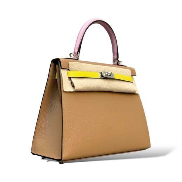 Hermes Kelly 25 Chai/Lime/Mauve Sylvestre Epsom PHW - Image 2